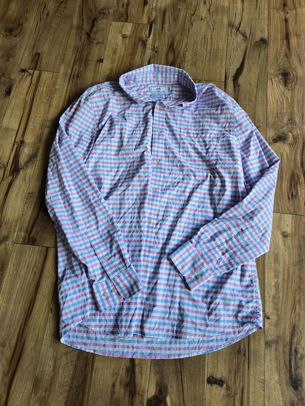 Southern Tide Pink & Light Blue Check Button-Up Shirt
